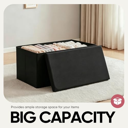 CAIPINFUL 30 Inches Storage Ottoman Bench, Folding Ottoman with Storage by CAIPINFUL - Used condition - Image 3