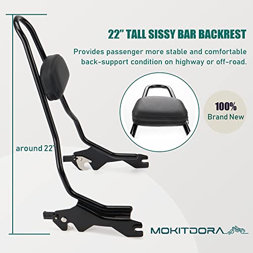 Mokitdora Detachable Softail Tall Backrest Sissy Bar Upright With Pad For 2018-Later Fxfb And Fxfbs Models, Black #TOP4