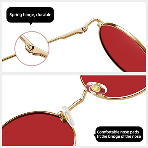 Image of MEETSUN Small Round Polarized Sunglasses for Men Women Metal Retro Hippie Circle Sun Glasses Driving Festival Cosplay UV400
