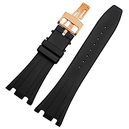 Bracelet de montre en caoutchouc silicone noir de 28 mm pour boîtier AP