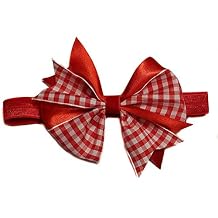 EmilyRose Couture Ribbon Twist Hair Bows Large Headband, Red Gingham