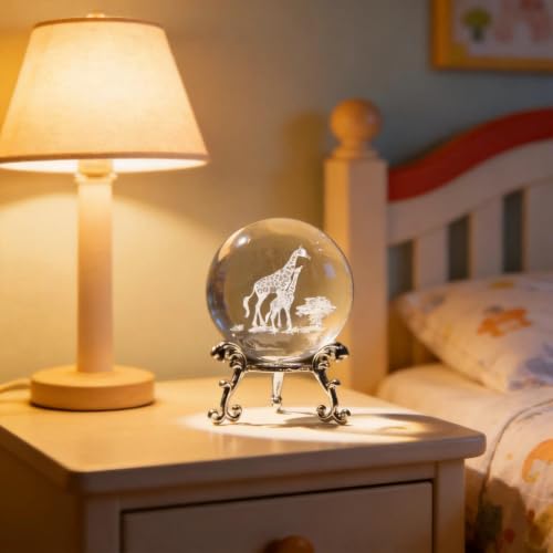 60mm 3D Laser Engraved Mom and Baby Giraffes Crystal Ball Paperweight by HDCRYSTALGIFTS - Image 5