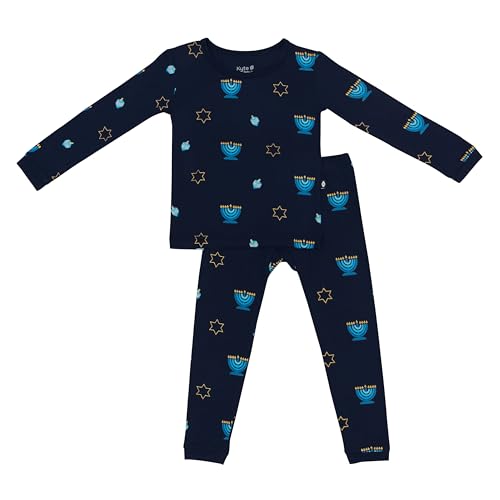 KYTE BABY Long Sleeve Toddler Pajama Two-Piece Set for Girls and Boys Ultra-Soft Rayon Made From Bamboo Family Matching PJs (18-24 Months Hanukkah)