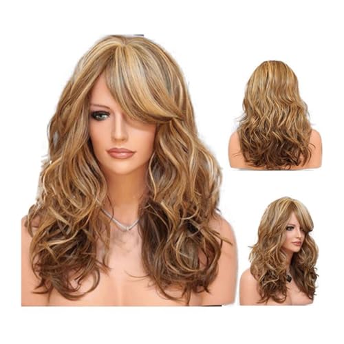 Perruque avec frange soignée pour vos soirées et événements cheveux longs blonds