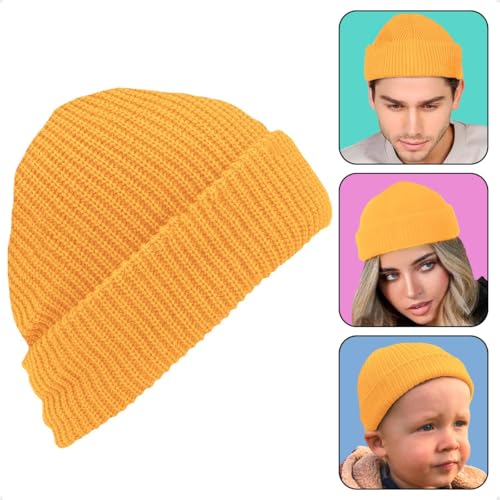 Touca Sailor Curta Marinheiro Lenhador Gorro De Lã Canelada Frio Inverno Forrada (Dourado)