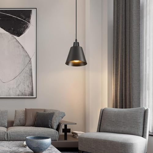 WELGUD Black Pendant Light, 3 Pack Industrial Hanging Lamp Farmhouse Vintage Rustic Metal Pendant Lighting Fixtures for Kitchen Island Dining Room by WELGUD - Used condition - Image 8