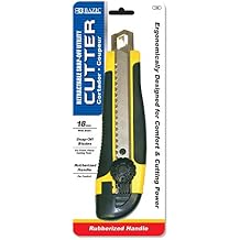 BAZIC Utility Knife Box Cutter,18 mm Wider Blade Snap-Off Razor, Rubber Grip Heavy Duty Retractable for Cartons Cardboard Boxes Office Home, 1-Pack