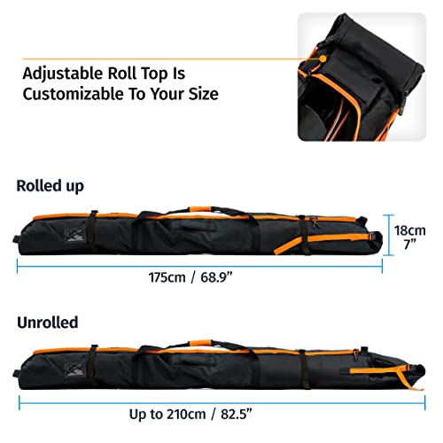 Ski Bag and Ski Boot Bag Combo for Air Travel Unpadded - Ski Luggage Bags for Snow Travel Gear - Ski Case for Cross Country, Downhill, Boots, Helmet, Poles, Clothes and Accessories
