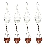 PALROTOP 8 Pack Small Plastic Hanging Planters, 7" Hanging Flower Plant Pots Basket Planter Holder R