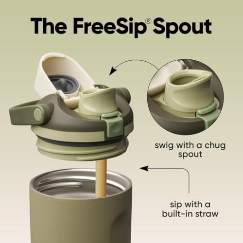 Owala FreeSip Sway Insulated Stainless Steel Water Bottle with Two-Way Spout, Built-In Straw and Bucket Handle, Made for Travel, School, and Sports,