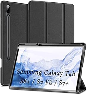DUX DUCIS Case for Samsung Galaxy Tab S8 Plus / S7 FE / S7 Plus 12.4 inch, Slim Lightweight Trifold Stand [Auto Sleep/Wake] Protective Cover Cases for Samsung Galaxy Tab S8+ / S7 FE / S7 Plus, Black