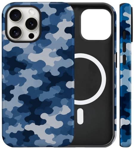 iPhone 15 Pro Max�p���C�P�[�X �l�C�r�[ ���ʃX�}�z�P�[�X �u���[ �J���t���[�W�� �ϏՌ� �X���� �\�t�g TPU �n�[�hPC �ی�P�[�X MagSafe�Ή� �~���^���[�X�^�C���̒j���p�f�U�C��