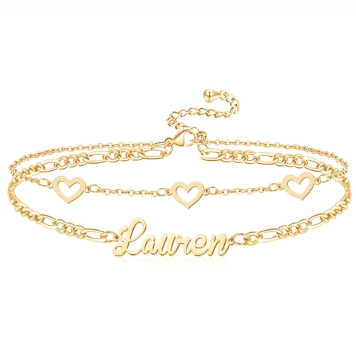 She1001 Personalized Gold Ankle Bracelet With Name