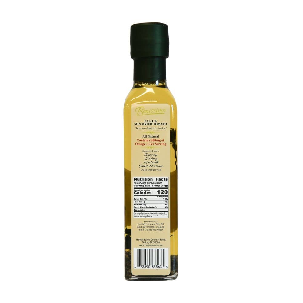 Benissimo Basil and Sun Dried Tomato Oil, 8.1 Ounce - 6 per case.