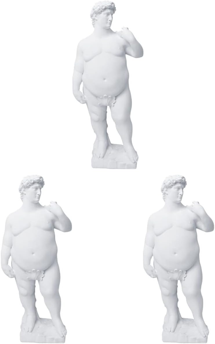 Toyandona 3ピース樹脂ダビデ像の傑作ダビデ像ギリシャのダビデ像の装飾ダビデ像の装飾脂肪ダビデ彫刻 セール特価品