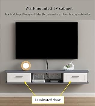 Floating Tv Shelf Stand Cabinet Unit Media Wall Mounted Long Tv Media Units Console With Storage Doors,Floating TV Stand, TV Media Console Stand with Under Flap Doors, Wall Mounted TV Cabine