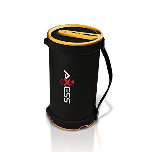 Axess Spbt1033 Portable Bluetooth Indoor/Outdoor 2.1 Hi-Fi Cylinder Loud Speaker With Built-In 4" Sub And Fm Radio, Sd Card, Aux Inputs In Yellow #TOP1