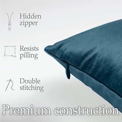 Lalaloom Velvet Throw Pillow Cases, Set Of 2, Softest Accent Case For Pillows, Decorative Square Covers For Home Decor, Silky Cover For Sofa, Couch, Bedroom, Living Room, Washable 18X18 Peacock #TOP3