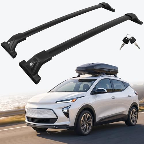 Image of 330 LBS Lockable Roof Rack Cross Bars Fit for 2022 2023 Chevrolet Bolt EUV with Flush Side Rails, Aluminum Crossbars for Rooftop Cargo Carrier Kayak Bike, Sunroof Friendly