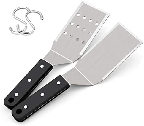 HaSteeL Metal Spatulas, Stainless Steel Griddle Spatula Tools with Riveted Handle, Heavy Duty Burger Turner for Teppanyaki BBQ Flat Top Hibachi Cast Iron Grilling Cooking, Dishwasher Safe - (2Packs)