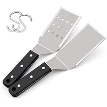 HaSteeL Metal Spatulas, Stainless Steel Griddle Spatula Tools with Riveted Handle, Heavy Duty Burger Turner for Teppanyaki BBQ Flat Top Hibachi Cast Iron Grilling Cooking, Dishwasher Safe - 2Packs