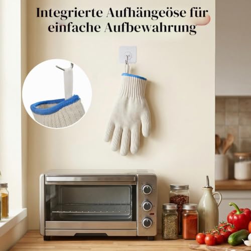 Foto von Flintronic Hitzebeständige Küchenhandschuhe, Hitzeschutzhandschuhe für Drinnen Draußen, Doppellagige Grillhandschuhe aus Reiner Baumwolle, Kochhandschuhe zum Kochen Backen Topfhalten Grill, 26cm