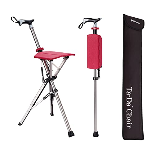 STEP2GOLD Ta-Da Chair, Portable Trekking Hiking Pole, Folding Walking Stick with Seat, Walking Cane with Chair, Foldable Chair, Lightweight Aluminum, Easy Carry and Storage, Anti-Slip (32.2