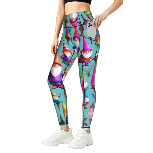 Leggings de gnomos elásticos y transpirables con bolsillos funcionales femeninos