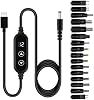 Cable USB C a CC de 5V/9V/12V/15V/20V con 16 cabezales adaptadores de CC y pantalla LED, cargador de 65W USB a CC para usar con cargador PD y power bank PD para altavoces, routers y laptops (3.9 pies) 2