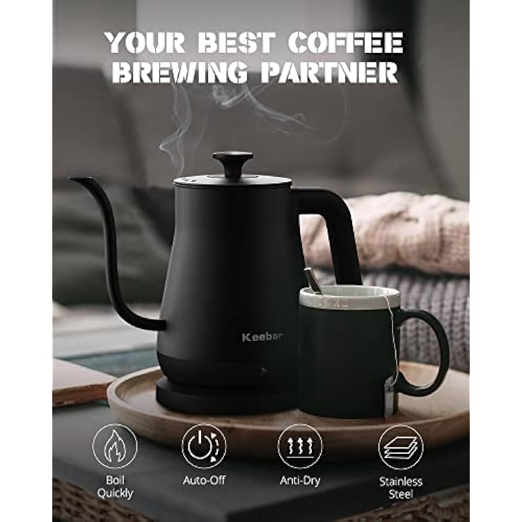 Electric Gooseneck Kettle Black and Green Boudle Set