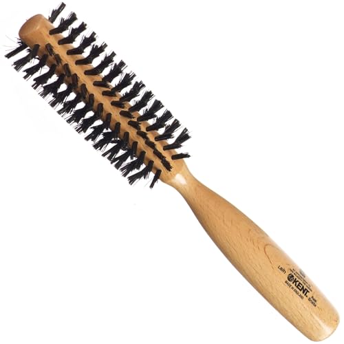 Brosse ronde Kent en poils noirs naturels pour un brushing en bois noble
