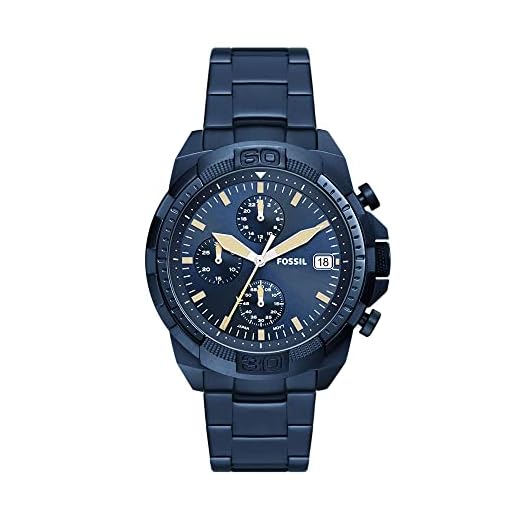 Fossil Men's Bronson Quartz Stainless Steel Chronograph Watch, Color: Blue (Model: FS5916)