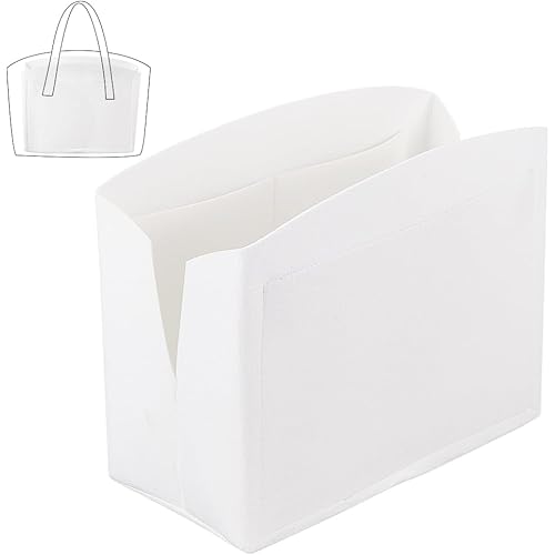 PH PandaHall Felt Purse Organizer Insert, White Bag Organizer with Zipper Bag in Bag Foldable Tote Bag Liner Pocket Organizer for Women Handbag Purse Wallet Travel Office,11×5.1×9''