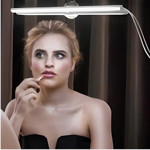 Luminária LED USB para Espelho de Maquiagem, 25cm, com Ventosas, Ajuste de Brilho