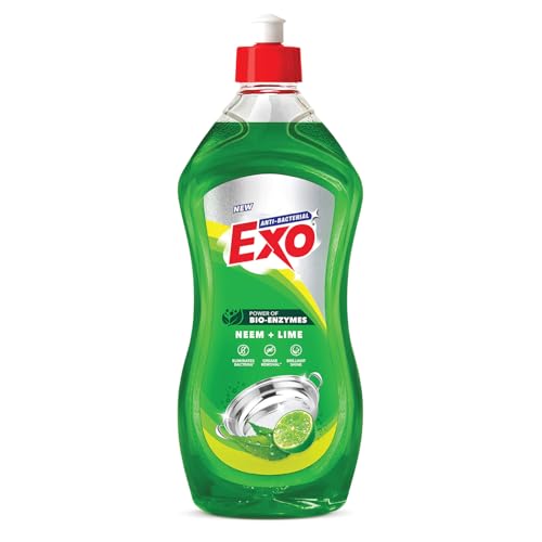 Image of Exo Dishwash Liquid Bottle | Neem & Lime | Tough Grease Removal for Utensils | Anti-Bacterial Liquid Dishwash | Bio-Enzyme Formula | No Residue Cleaning | Fresh Citrus Fragrance - 750ml