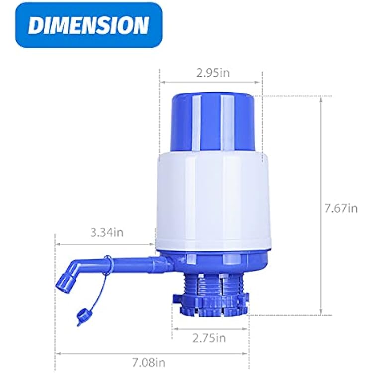 Portable Manual Water Pump 5 Gallon,Water Jug Dispenser Bottle Pump Drinking Water Pump with an Extra Short Tube and Cap Blue