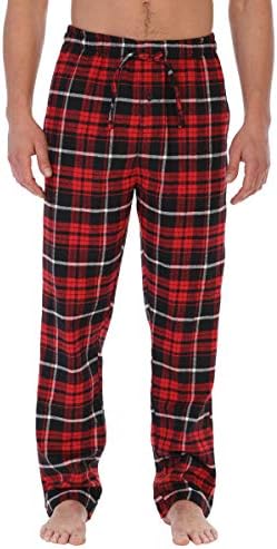 Gioberti Mens Yarn Dye Brushed Flannel Pajama Pants, Elastic Waist, Red/Black/White Highlight, XX-Large