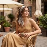 70cm Satin Silk Effect Hair Scarf for Women (Brown)