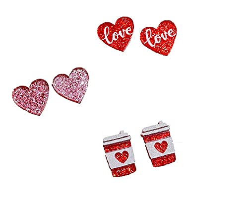 Valentine's Day Earrings Set Love Heart Shaped Acrylic Stud Earrings For Women Girl Lightweight Rose Flower Envelope Arrow Heart Bear Tape Drop Earrings Holiday Jewelry Gift -Set 3 #TOP13