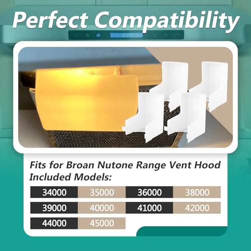 4 Pcs 99110437 Range Hood Light Lens Cover Fit for 41000 40000 42000 45000 BP43 S99110437 99110437 Series Range Hood Models, White and Doesn\'t Yellow Easily