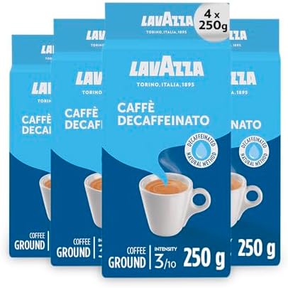 Lavazza Dek Decaffeinated Natural Method Ground Coffee 250g (Pack of 4)