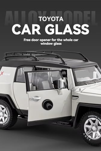 Image of 1:24 Scale Big TOYATO FJ Cruiser Diecast Car | Metal Pullback Toy Car for Kids with Openable Doors, Sound, Light Effects, Yellow