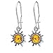 Honey Amber Sterling Silver Very Small Flaming Sun Earrings