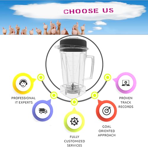Blender Pitcher 64oz, Clear, Compatible With C-Series 5200 E310 Vm0101 Vm102b Vm0197 Pro 300 etc Blender, Replace For 15856 5000 5200 001195 6300 etc Pitcher/Container/Cup, 3 Years Warranty