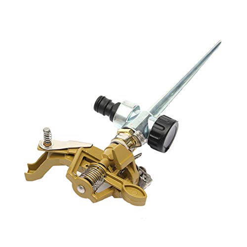 Garden 360 Degree Rotary Zinc Alloy Pin Sprinkler Irrigation Sprayer Sprinkler Metal Impulse Spike Hose Water Sprinkler Sprayer for Lawn Garden Yard Golf Grass