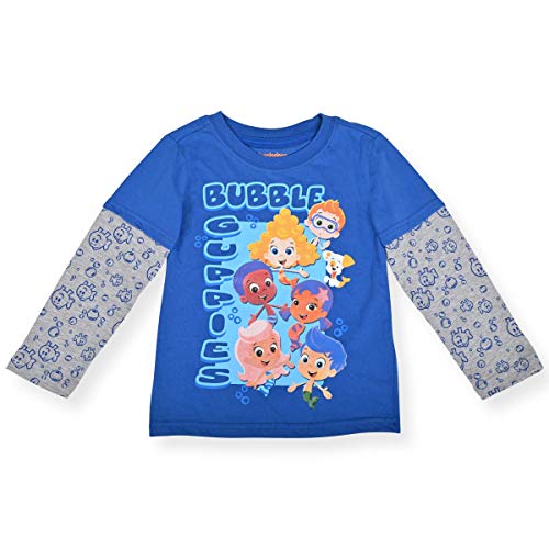 Nickelodeon Bubble Guppies Shirt for Kids, Long Sleeve Graphic Tee for Toddlers, Blue, Size 3T