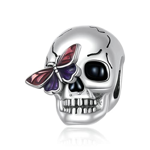Abalorio de mariposa y calavera para lucir en tu pulsera en fiestas de Halloween