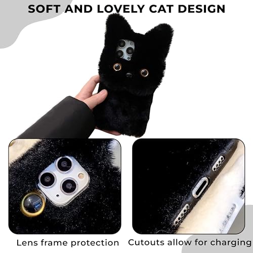 Image of Kraptick iPhone 16 Pro Case - Cute Animal Fur Design Phone Case - Thermoplastic Material Mobile Cover, Durable Protective Phone Cover, Stylish & Lightweight Apple Cover -(Black)