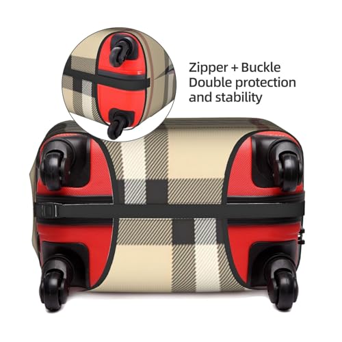 Gray Plaid Lines Print Suitcase Protector Dust-Proof Case Men Women Travel Fits 18-32 Inch Luggage4