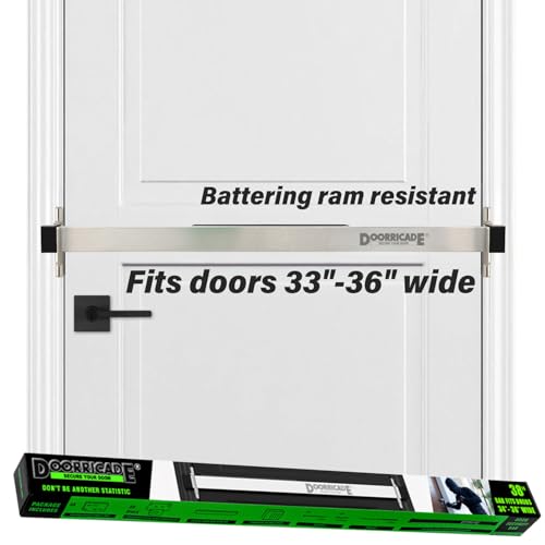 Door Security Bar-by Doorricade-Secure The Entire Width of Your Inward Opening Front Door-Safe Room. Fits Doors 32"-36" Wide.